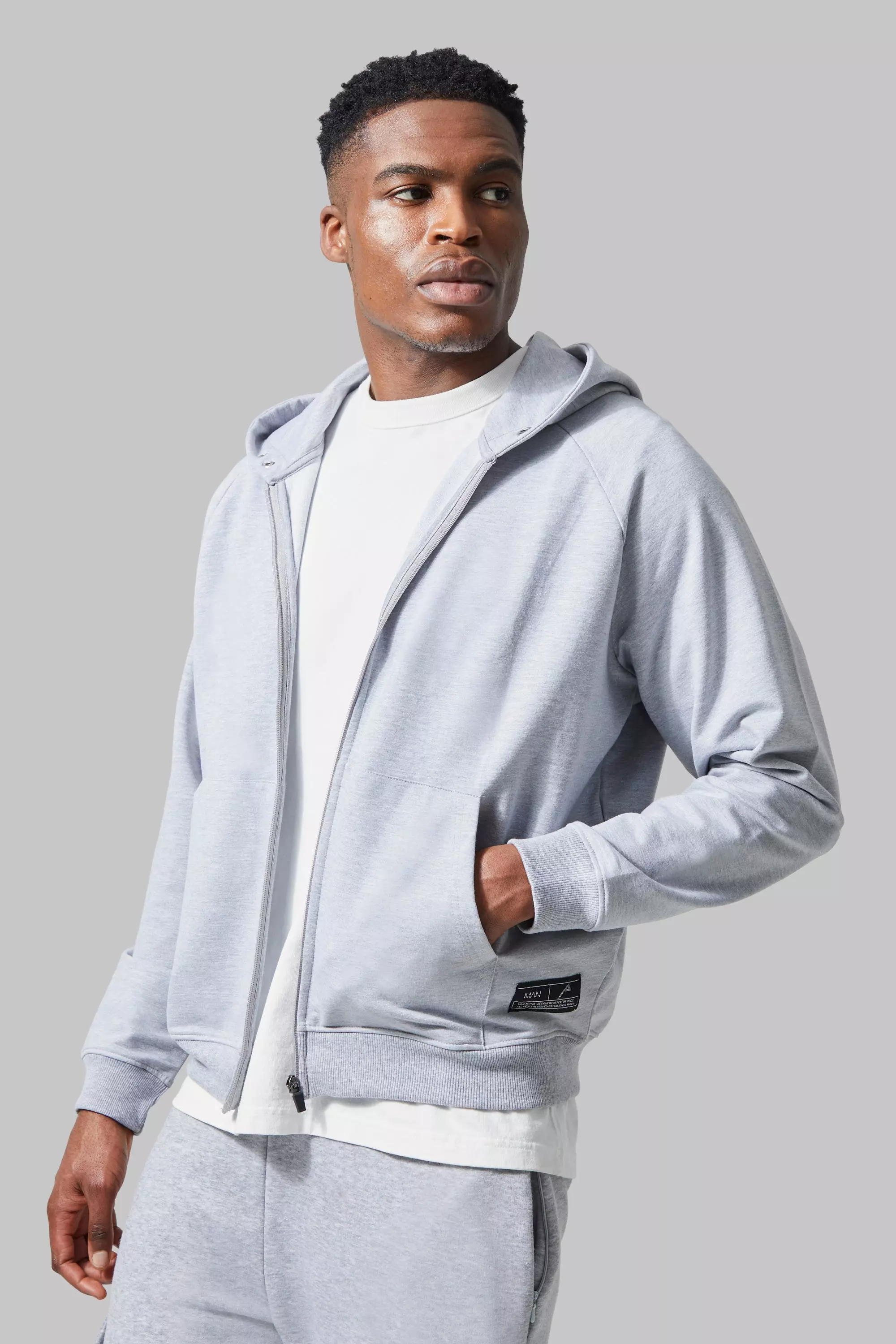 Man Active Boxy Zip Through Raglan Hoodie boohooMAN USA